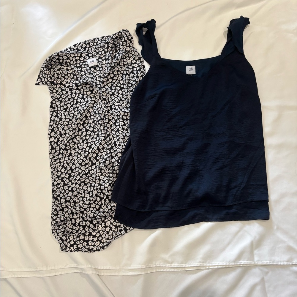 CAbi Navy and Black Floral Blouses